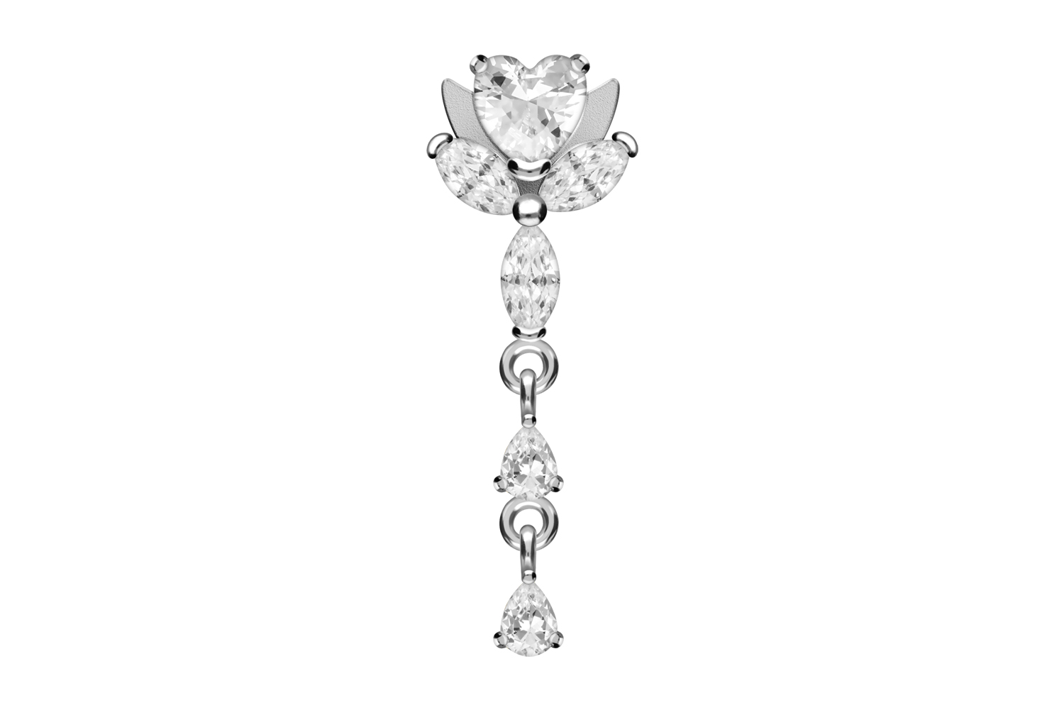 Titan Bananabell Piercing mit 925er Silber-Design LOTUSBLÜTE + KRISTALLE